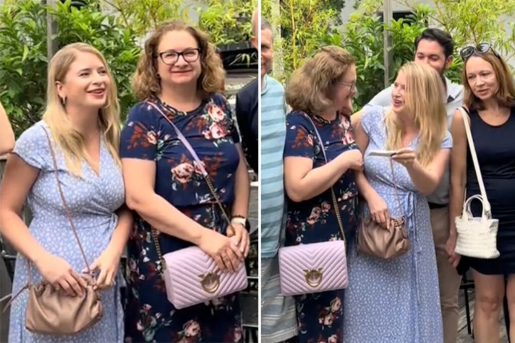 Woman bewildered after the mother blows a special ad of pregnancy