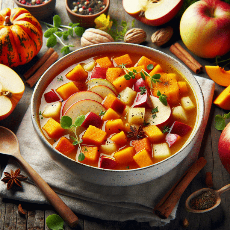 receita nutritiva de sopa de frutas detox com abóbora e maçã