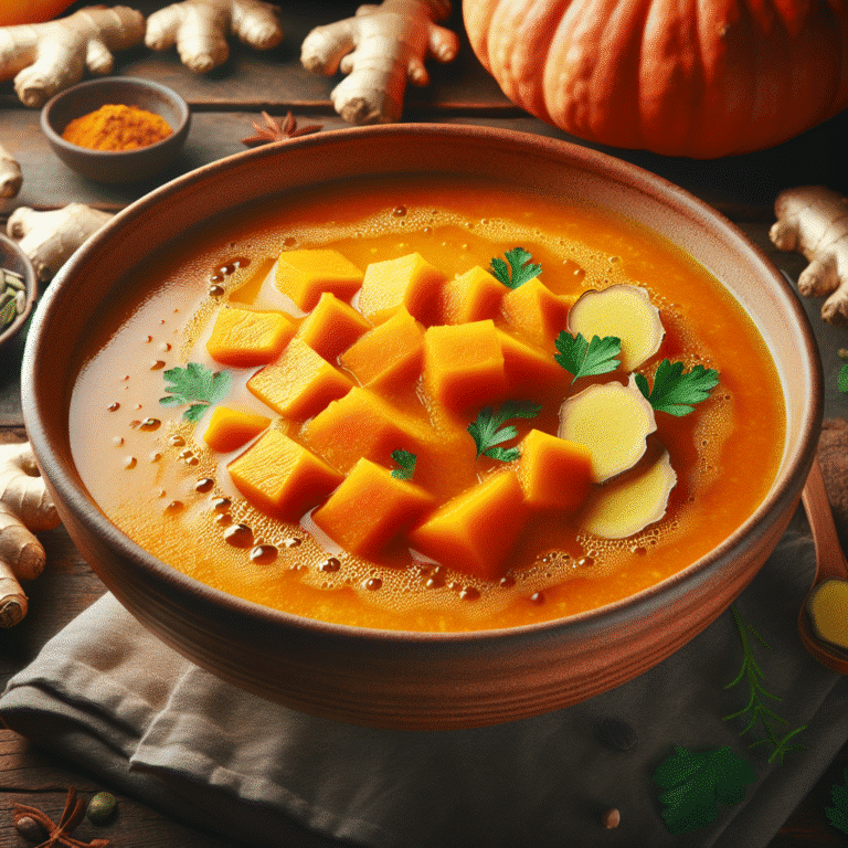 aproveite a energia da sopa detox de abóbora e gengibre
